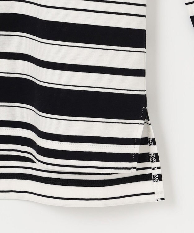 自由区 【洗える】コットンポンチボーダー クルーネック カットソー ネイビー系1