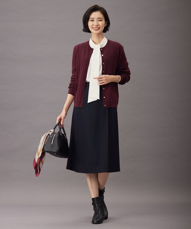 J.PRESS LADIES Vintageプリント スクエア スカーフ ワイン系5