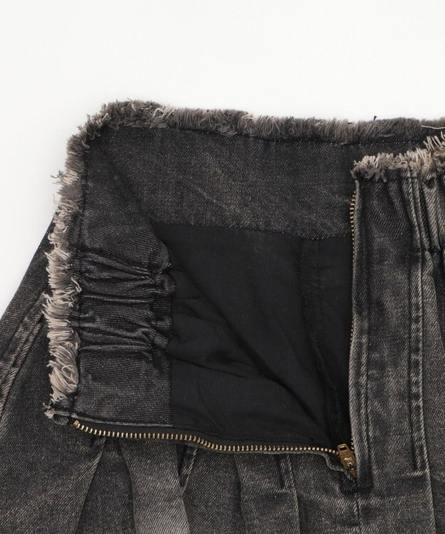 WEGO ヴィンテージウォッシュデニムプリーツスカパン ブラックその他