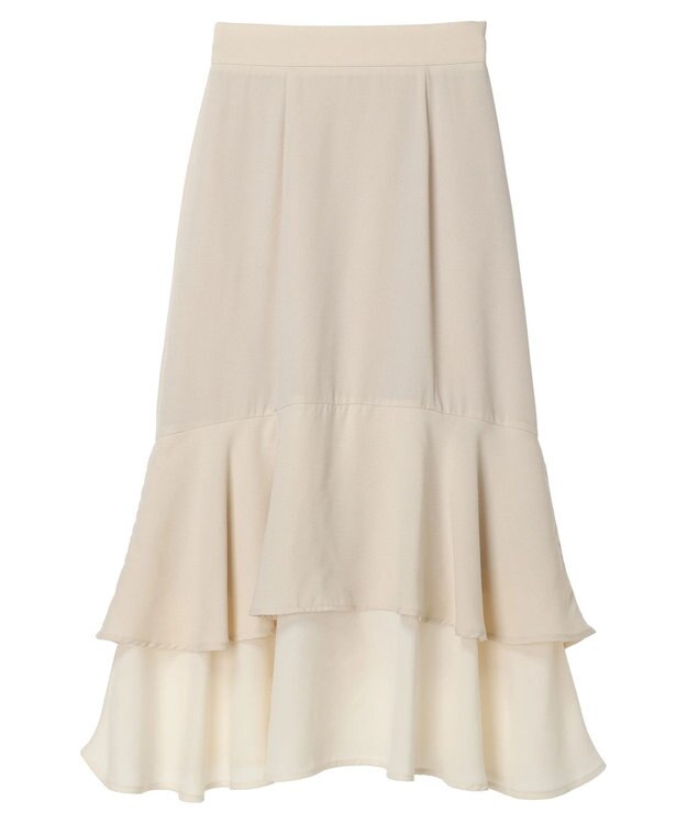 earth music&ecology バイカラーラッフルヘムスカート Beige