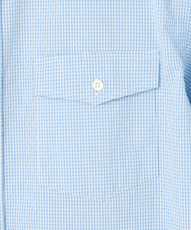 J.PRESS MEN 【KING SIZE】【クールマックス】サッカーストライプ／マイクロギンガムチェック シャツ/B.D サックスブルー系3