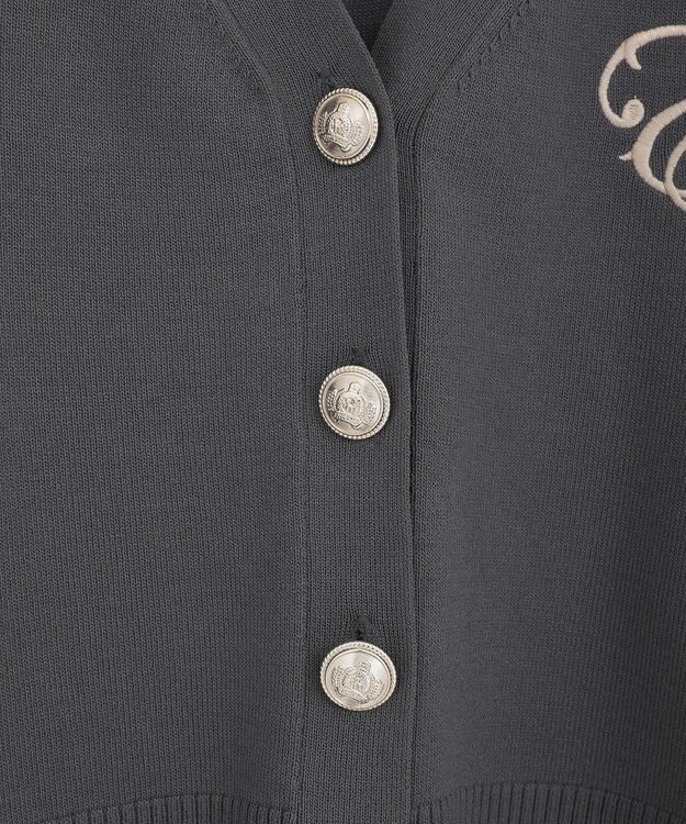 earth music&ecology ロゴ刺繍カーディガン Charcoal Gray