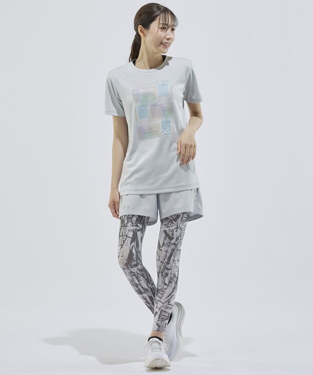 CW-X 【UNISEX】 CW-X トップス Ｔシャツ 半袖 3分袖 Ｕネック メッシュ素材 UVカット率90%以上(本体) ユニセックス DLR195 /ワコール グレー