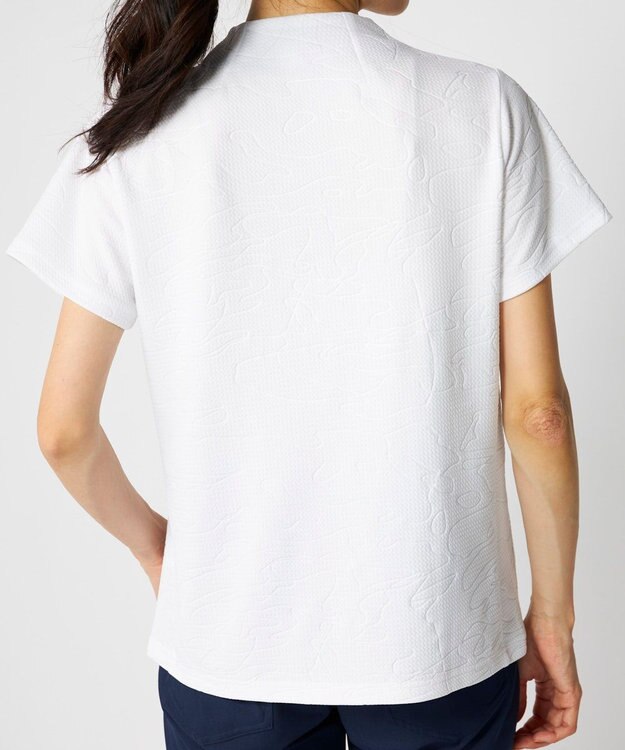 FILA GOLF／marie claire 【FILA GOLF】 チェッカーフラッグ柄エンボス半袖シャツ ホワイト