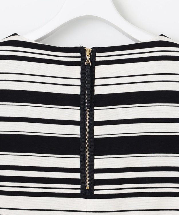 自由区 【洗える】コットンポンチボーダー クルーネック カットソー ネイビー系1