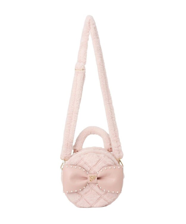 Maison de FLEUR フェイクファーパールリボンラウンドバッグ Pink