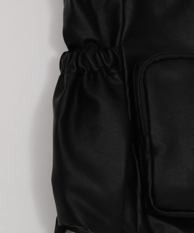 WEGO 【ユニセックス着用ITEM】2ポケットPUドロストナップサック ブラック