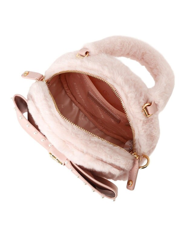 Maison de FLEUR フェイクファーパールリボンラウンドバッグ Pink