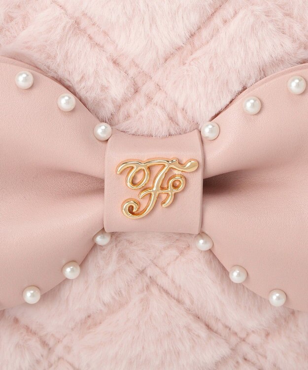 Maison de FLEUR フェイクファーパールリボンラウンドバッグ Pink