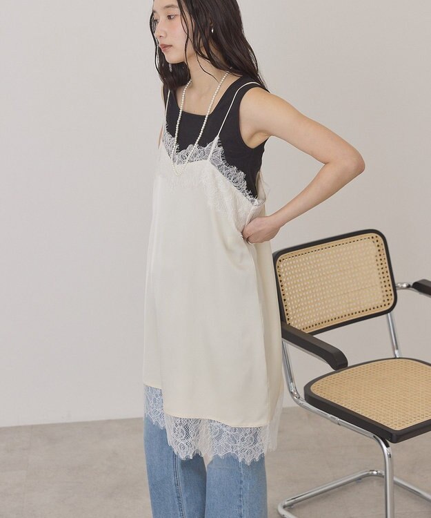 AMERICAN HOLIC レースサテンキャミワンピース Ivory
