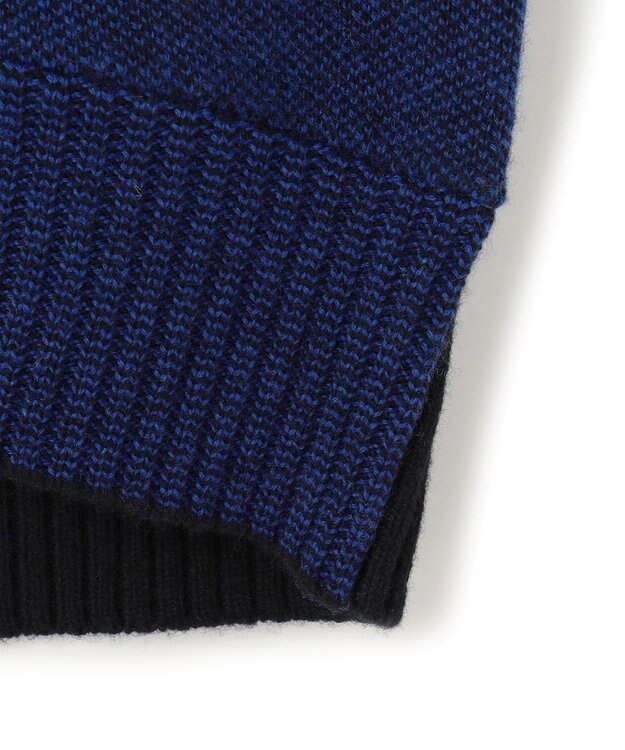 ICB 【洗える】ソフトカシミヤミックス ブロッキングハイネックニット ブルー柄系