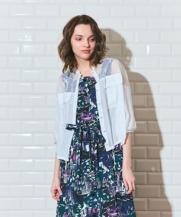 GRACE CONTINENTAL メッシュコンビシアーブルゾン ホワイト