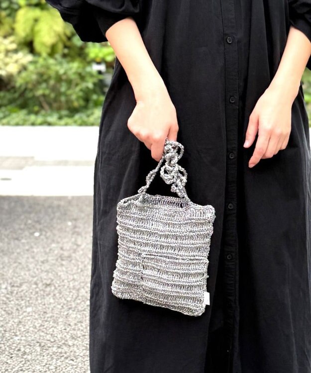 ROOTOTE 1090【手編みカゴバッグ風】SC.ベビールー.クロッシュメタリック-A 02：シルバー