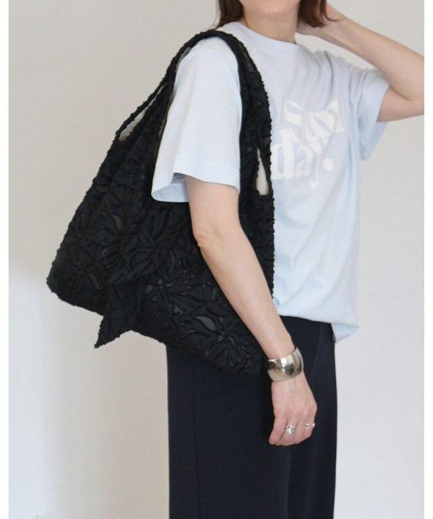 MORROW by thank 【A4サイズ収納可/軽量】DREW W トートバッグ ブラック　ジャガード