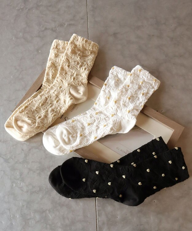 Tiaclasse 花柄ジャガードソックス オフホワイト