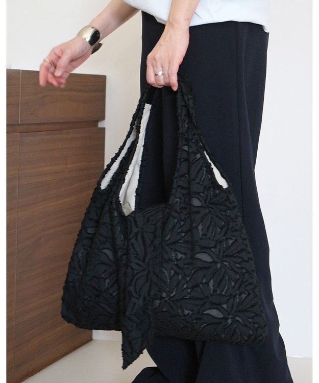 MORROW by thank 【A4サイズ収納可/軽量】DREW W トートバッグ ブラック　ジャガード