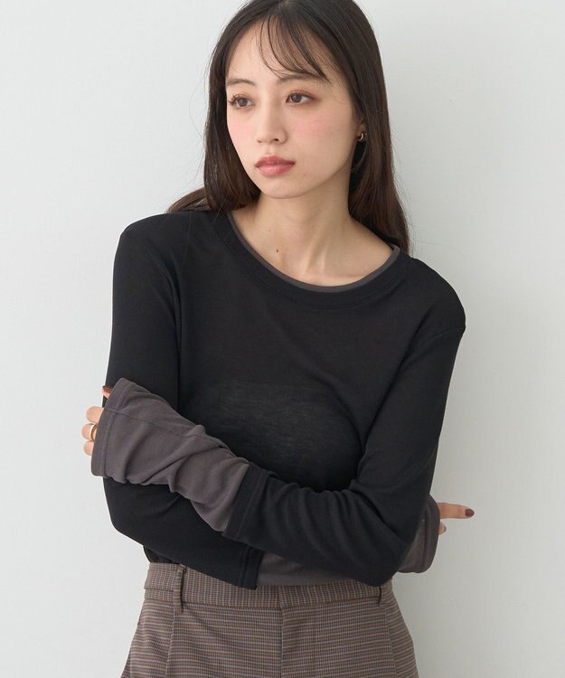 earth music&ecology レイヤードシアープルオーバー Black