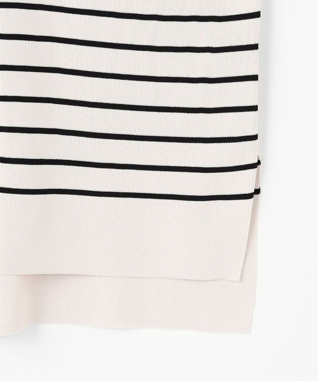 ANY SIS 【接触冷感・UVカット・洗える】ビューティクールボートネック プルオーバー ライトベージュ×ブラック