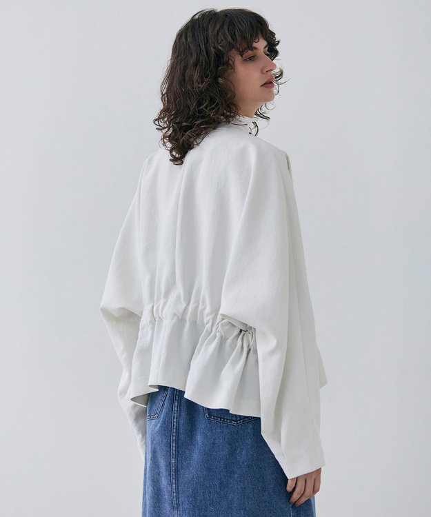 BEIGE， 【洗える・VERY3月号掲載】PORDIC / ノーカラードルマンジャケット Ecru