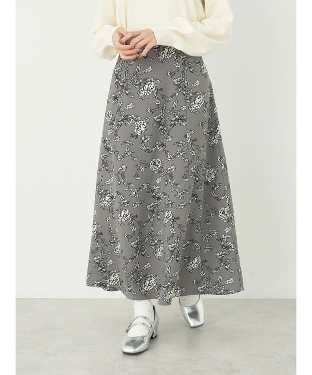 earth music&ecology バックレースアップスカート Gray