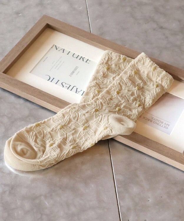 Tiaclasse 花柄ジャガードソックス アイボリー