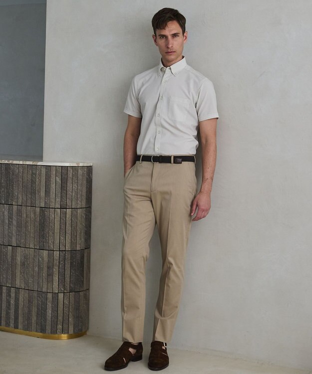 GOTAIRIKU 仕事で着られる綿パン【吸水速乾/ストレッチ/折り目加工】クールマックスコットンパンツ_ノータック（26年モデル） ベージュ系