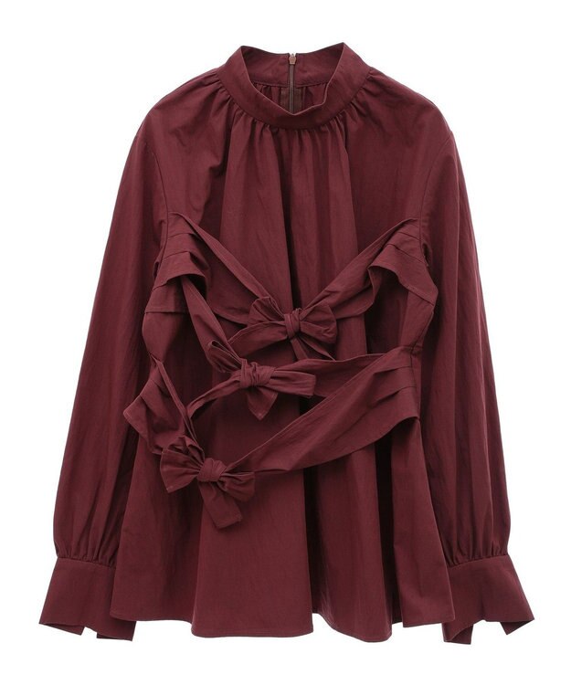 Green Parks リボンデザインハイネックブラウス Terracotta