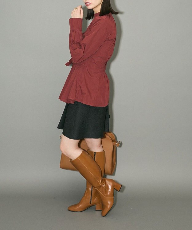 Green Parks リボンデザインハイネックブラウス Terracotta