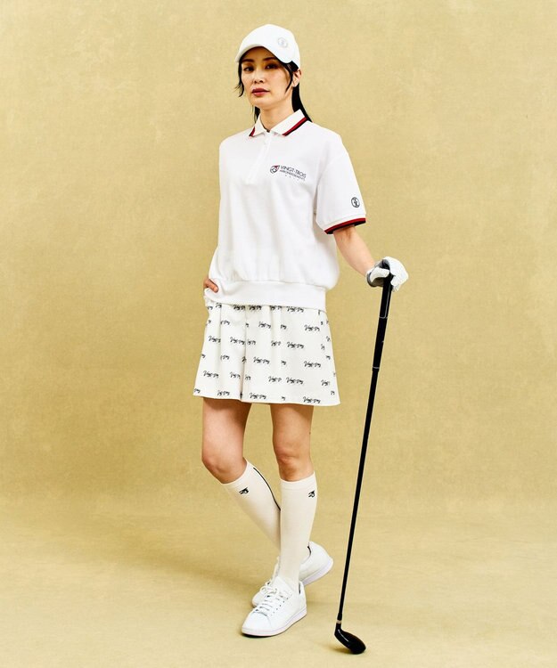 23区GOLF 【WOMEN】ゆったりシルエット 半袖ゴルフポロシャツ ホワイト系