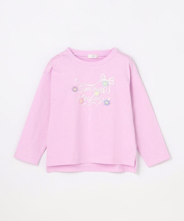 ANY KIDS 【綿100%】ロゴプリント 長袖Tシャツ ラベンダー