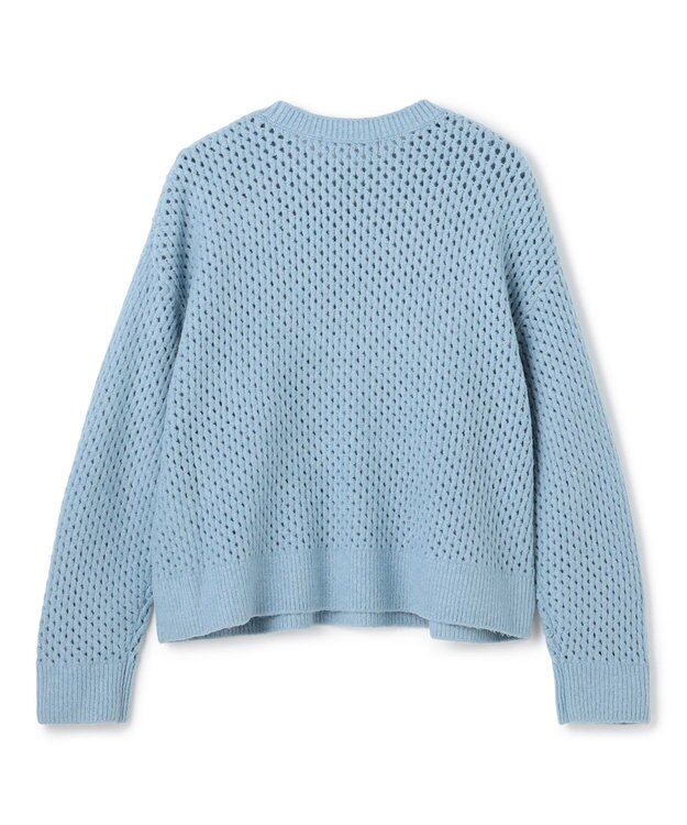 UNFILO L 【野呂佳代さん着用】ふわふわニット メッシュプルオーバー サックス