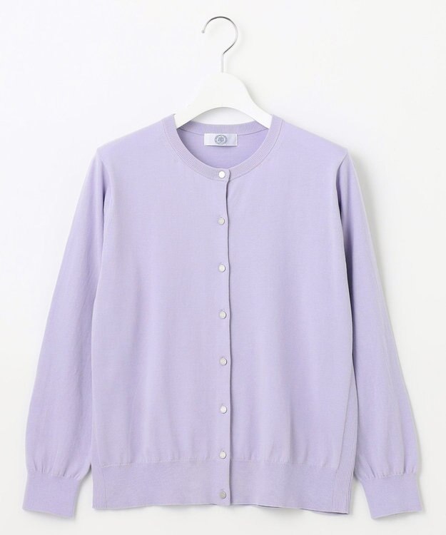J.PRESS LADIES 【洗える】BASIC HT-COTTON クルーネック カーディガン ラベンダー系