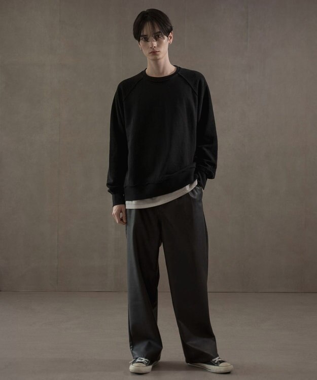 WEGO PUタックワイドトラウザー ブラック