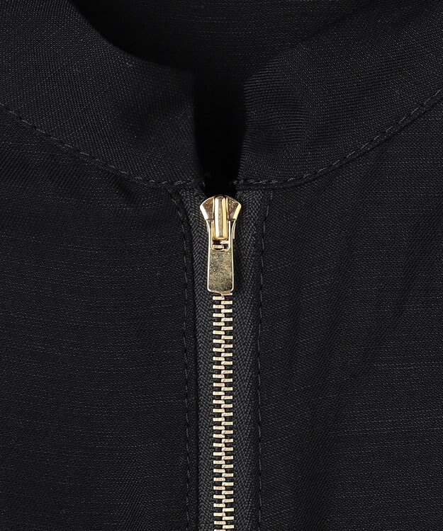 BEIGE， BERNARD / リネン混 フロントジップ スタンドカラードレス Black