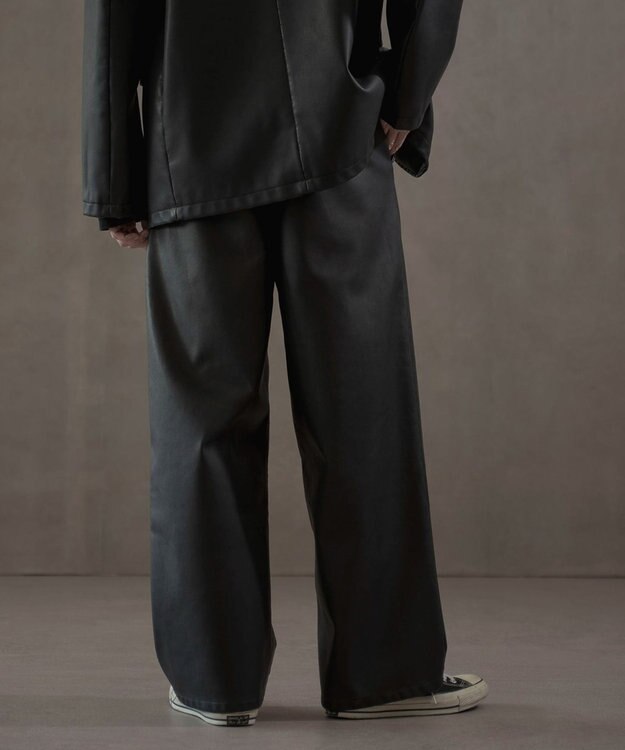 WEGO PUタックワイドトラウザー ブラック