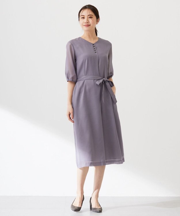 J.PRESS LADIES 【洗える】ブライトスパンボイル ワンピース グレージュ系