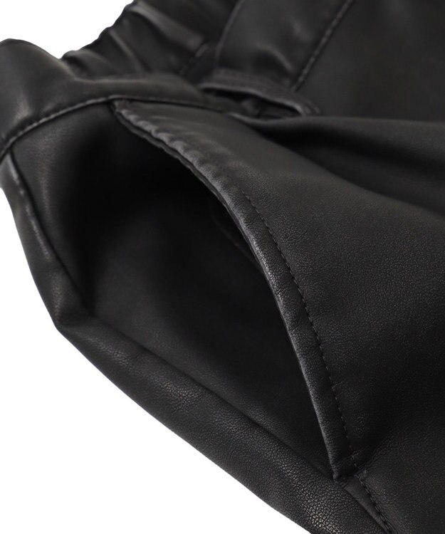 WEGO PUタックワイドトラウザー ブラック