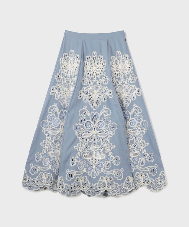 GRACE CONTINENTAL 刺繍スカラップスカート【限定カラー】 ブルー