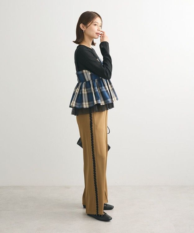 Green Parks ・ＳＵＧＡＲ　ＳＰＯＯＮ　チェックペプラムビスチェ Blue