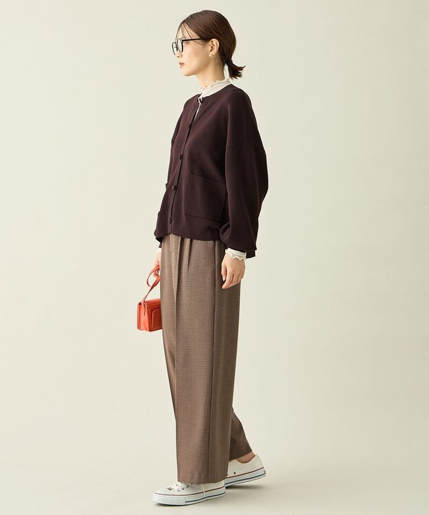 ANY スウェットライクニットカーディガン ブラウン