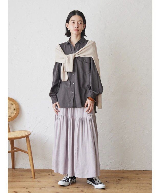 AMERICAN HOLIC ティアードギャザースカート Light Gray