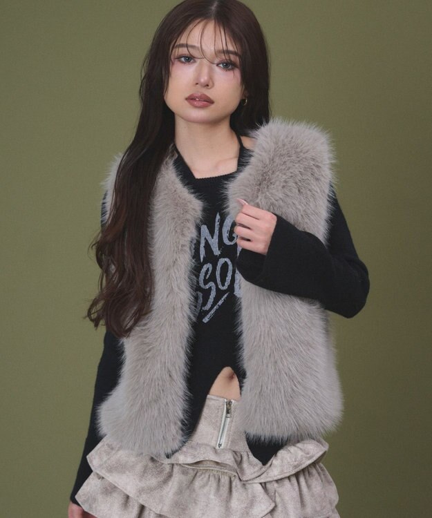 WEGO Fファーベスト ベージュ