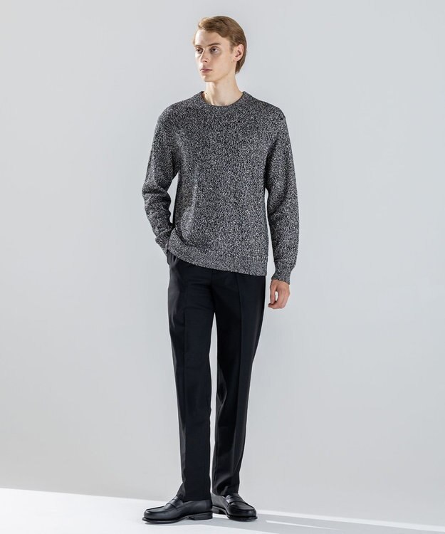 JOSEPH HOMME 新素材【ストレッチ/ウエストゴム仕様】ウール混キャリーマンストレッチ ドロスト付ストレートパンツ / HOVE ブラック系