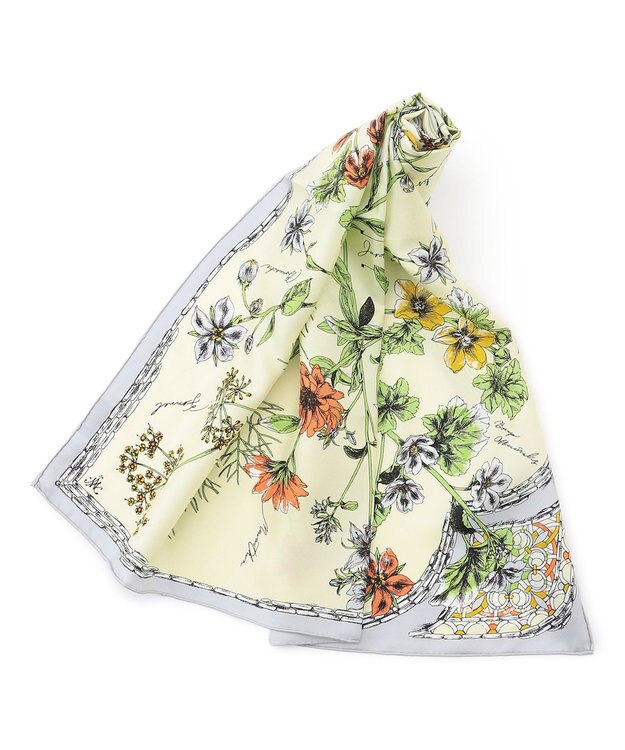 23区 manipuri ハーバルガーデン シルク スカーフ イエロー系