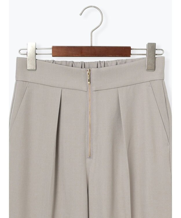 Te chichi フロントZIPリネンライクテーパードパンツ(セットアップ可) Ｓグレー