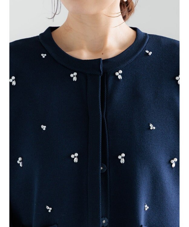 Te chichi パールビジューニットライトジャケット《2026 spring catalog item》 ネイビー