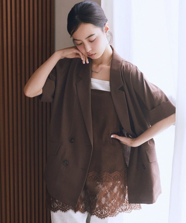 earth music&ecology 【一部WEB限定】レーストリムキャミソール Brown