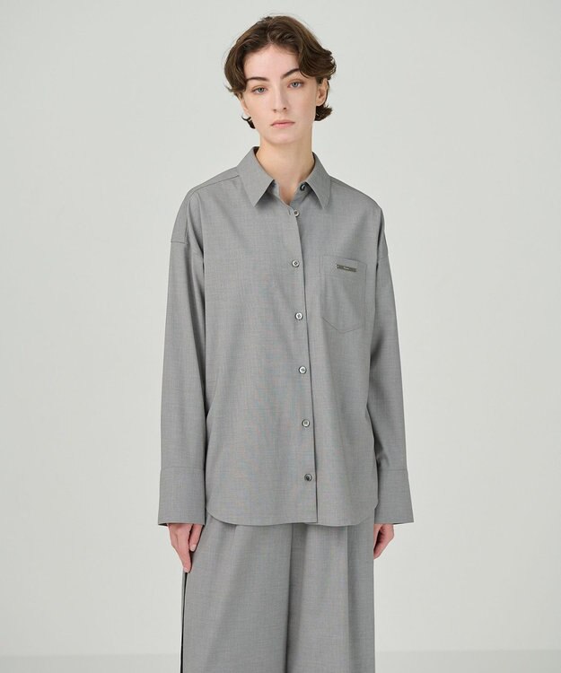 GRACE CONTINENTAL ポケット付オーバーシャツ グレー