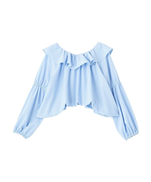 earth music&ecology 2wayオフショルバルーンヘムフリルブラウス Blue