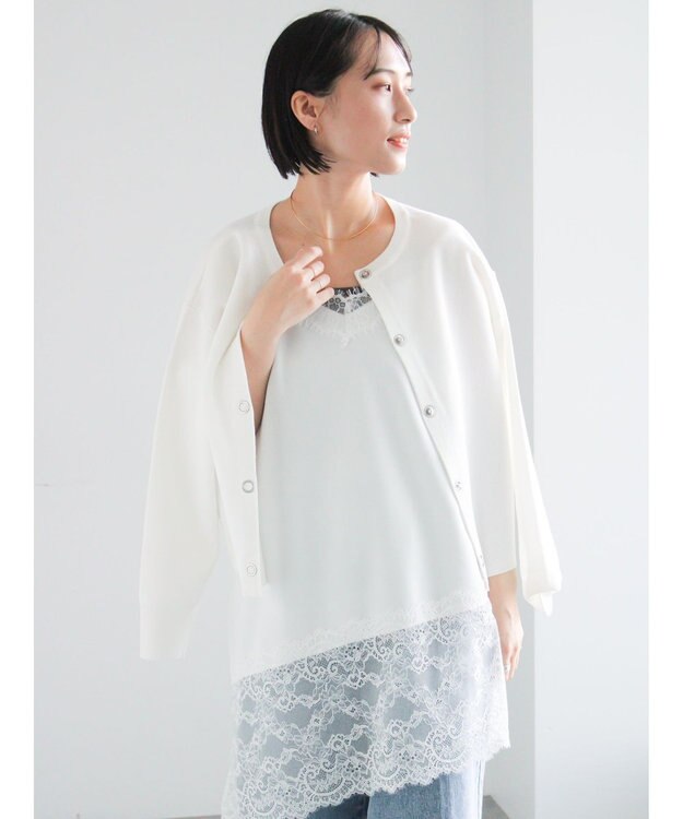 Te chichi イレギュラーヘムレイヤードレースキャミ オフホワイト